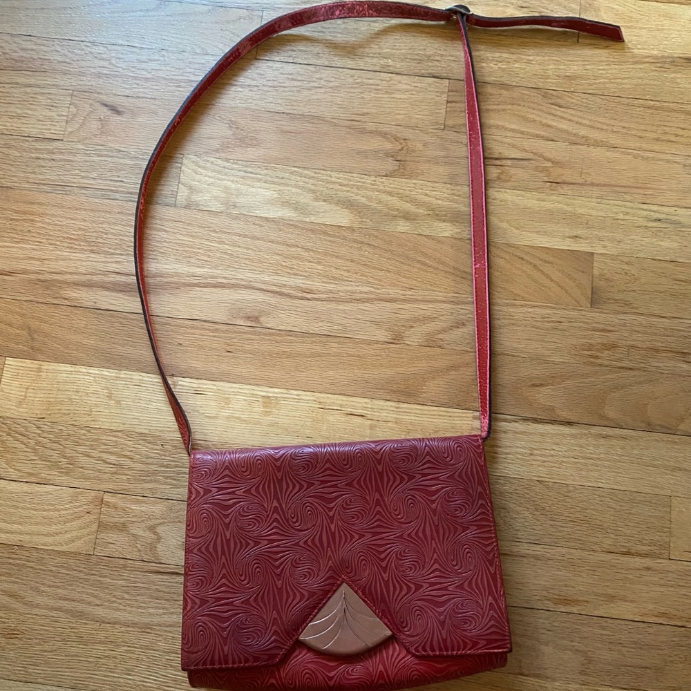 Elegant Red Embossed Women's Bag